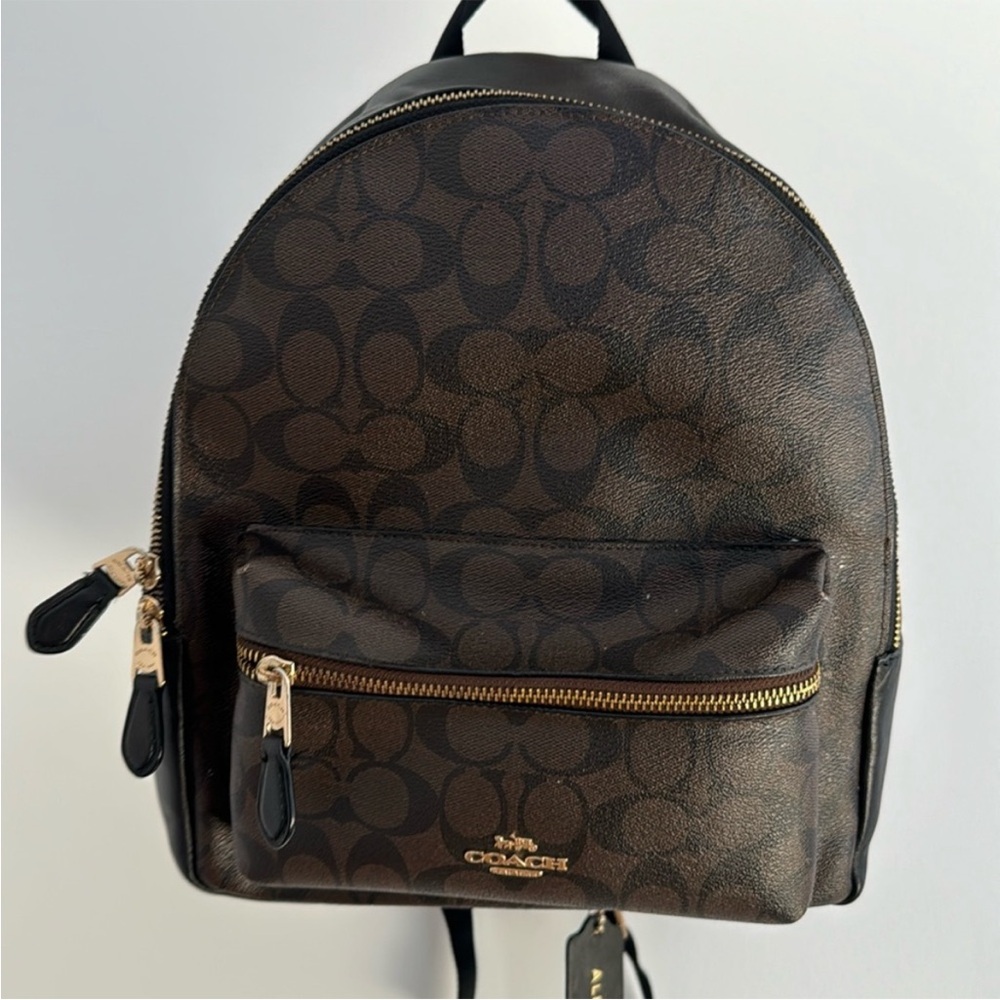 Coach Signature Black and Brown Backpack